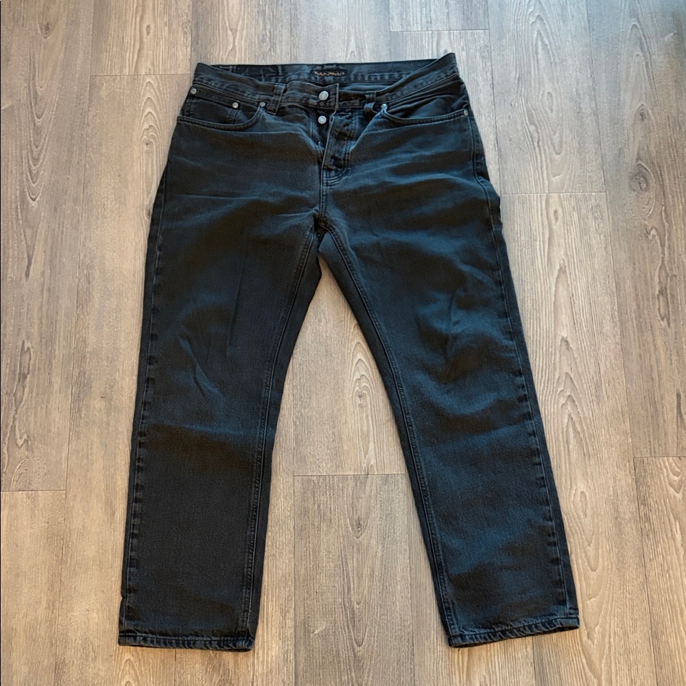 Nudie Jeans Men's Black Straight Jeans 33 inch